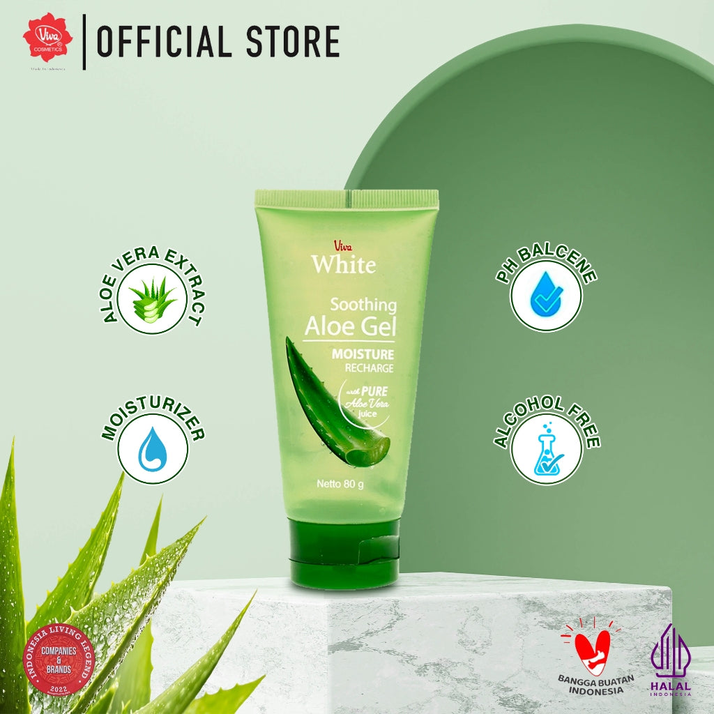 [Super Pack !!!] Viva White Soothing Aloe Gel with Pure Aloe Vera Juice 80gr – (2 Pcs)