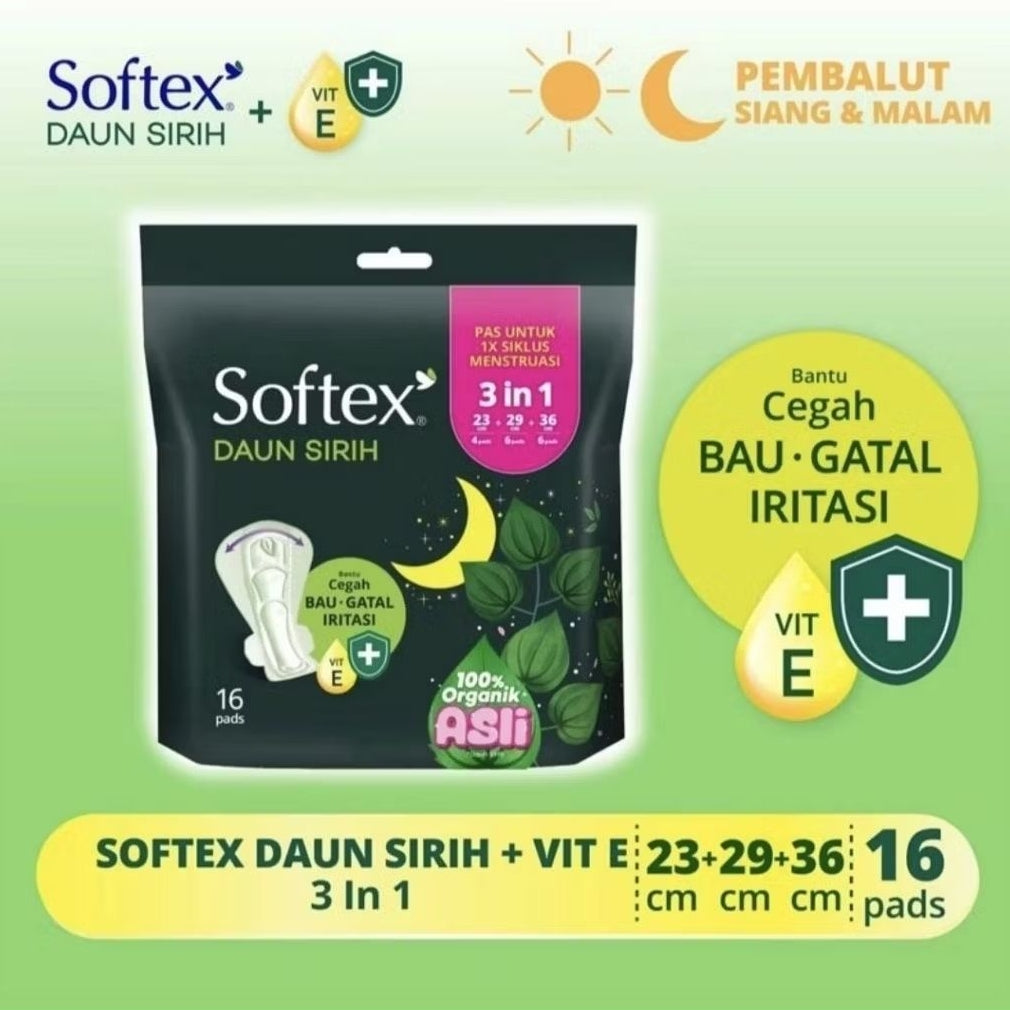 Softex Daun Sirih Pembalut Wanita Wing 3 in 1 16 pcs