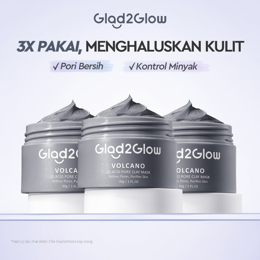Glad2Glow Volcano 3D Acid Pore Clay Mask Masker Wajah Masker Glad2Glow Masker Komedo Dan Pori Pori Wajah Deep Pores Cleansing Masker Organik Clay Mask Clay Masker Mud Mask Face Masker Jelly Mask Sheetmask Wash Off Mask Masker Jerawat G2Glow Official Store
