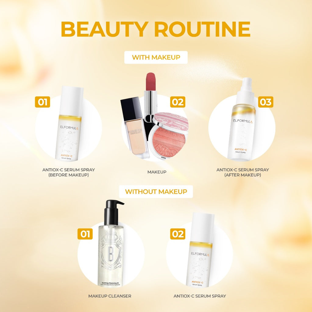ELFORMULA Antiox-C Serum Spray - Spray Serum Kaya Vitamin & Fase Minyak Antioksidan Face Mist Primer Setting Spray untuk Instant Radiant Glow Wajah Pelembab Kulit Halus dan Lembab Glowing Booster Multifungsi Skincare Makeup Oil Control