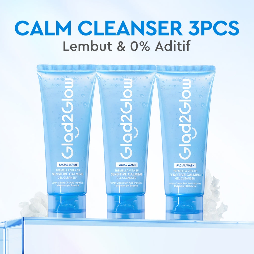 Glad2Glow Tremella Vita B5 Sensitive Calming Gel Cleanser facial wash skincare face wash sabun cuci muka cleansing balm exfoliating exfoliasi wajah sabun muka pembersih wajah Menenangkan kulit sensitif menghidrasi & menutrisi kulit g2glow official store