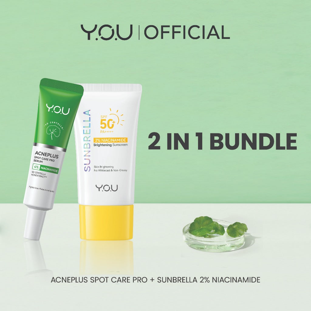 YOU Facial Wash Paket 2in1 Skincare Sabun Muka Hy! Amino+ 1.5% BHA Fight Acne Gel Cleanser Spotcare Pro Sunbrella Niacinamide