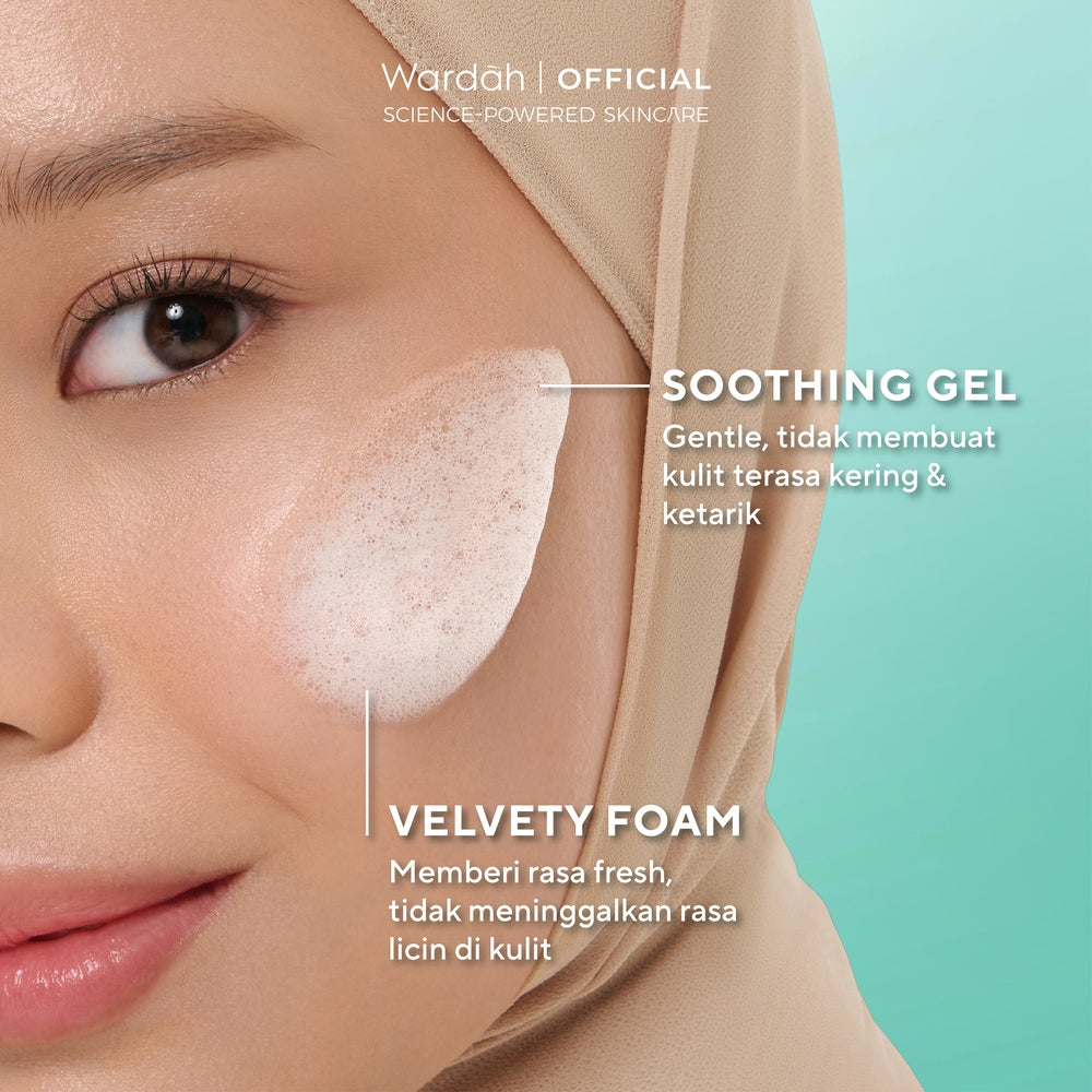 WARDAH Heartleaf + 8X NMF Amino Calm & Soothe Gel Cleanser 120 ml - Sabun Cuci Muka Face Wash Gentle Lembut untuk Melembabkan dan Menenangkan Kulit Wajah yang Kemerahan - Calm and Soothe Gel Cleanser -  Skincare