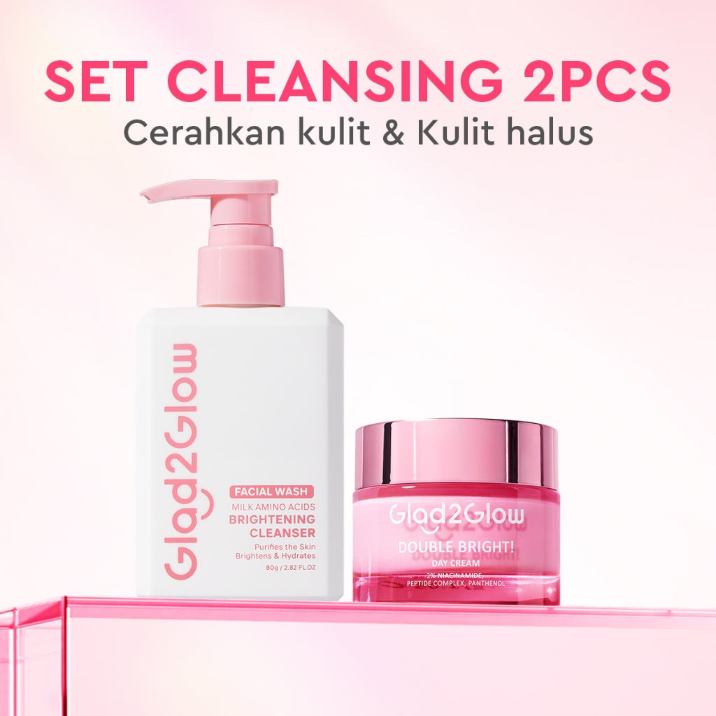 Glad2Glow Double Bright Day Cream tone up cerah Niacinamide Moisturizer brightening wajah cream pemutih wajah day cream Night Cream whitening cream skincare glowing BB cream Mencerahkan warna kulit halus g2glow official store