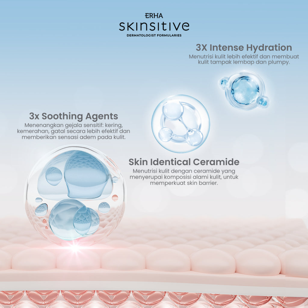 Skinsitive Ultracalm Face Sunscreen SPF 50 PA++++ | Hybrid Sunscreen, Cocok untuk Semua Jenis Kulit (Normal - Sensitif) | 3x Soothing Agents, Hydrating Agents, Ceramide | Cepat Menyerap, No White Cast, Tidak Lengket | Sunscreen Aman Untuk Keluarga