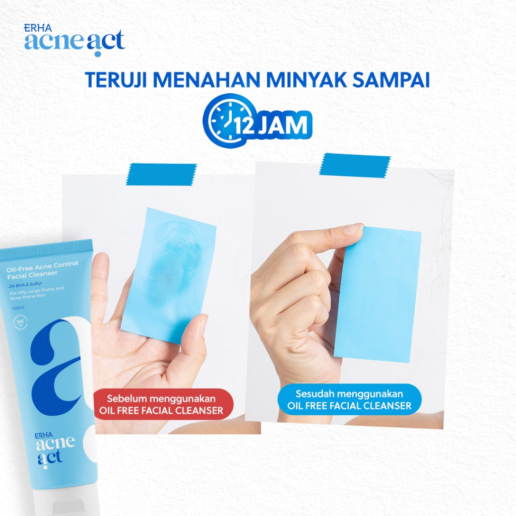 ERHA Acneact Oil-Free & Acne Control Cleanser - Sabun Wajah Kulit Minyak & Jerawat | BHA | Sulfur