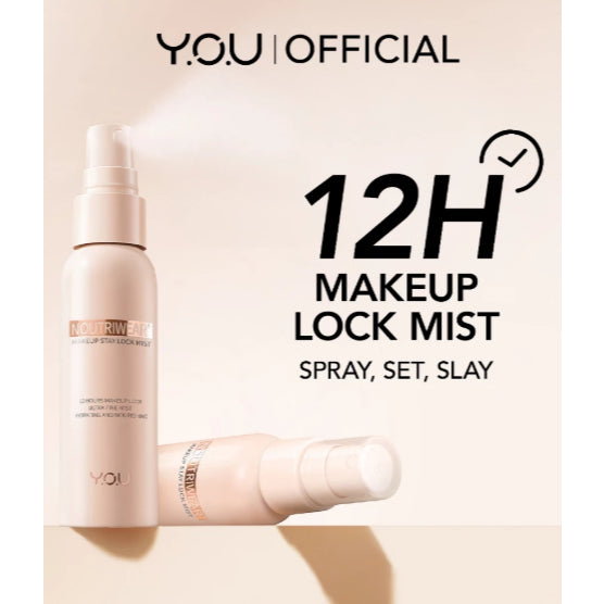 YOU NoutriWear+ Makeup Stay Lock Mist Setting Spray Oil Control Hydrating & Nourishing Tahan Lama Hingga 12 Jam Makeup Lock Kosmetik Mist