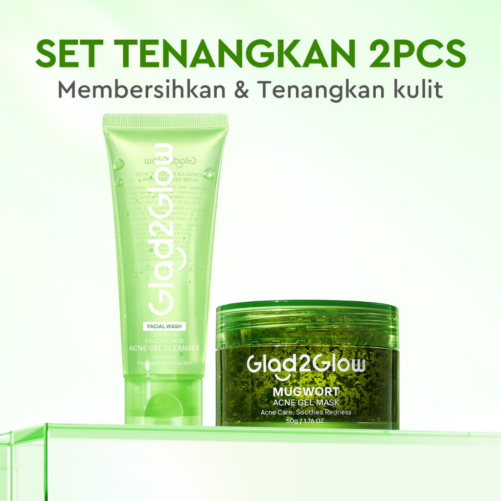 Glad2Glow Mugwort Acne Gel Mask 50g Masker Wajah Masker Komedo dan Pori Pori Wajah Masker Mask Sleeping Mask Sheetmask Clay Masker Jerawat Masker Clay Mask Mugwort Masker Hijau Masker Organik Gel Masker G2G masker wajah mencerahkan G2glow Official