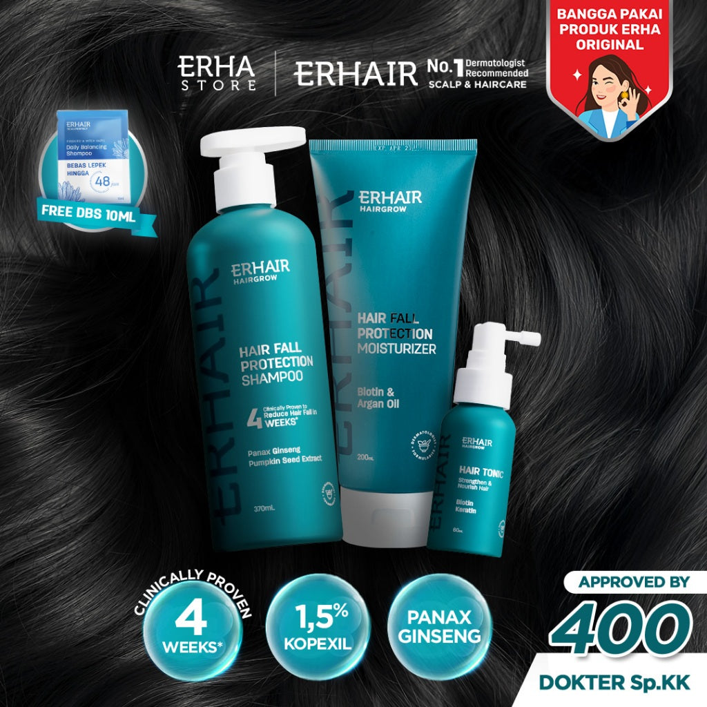 ERHAIR HairFall Fighter - Bundle Rambut Rontok No#1 Rekomendasi Dermatolog Indonesia