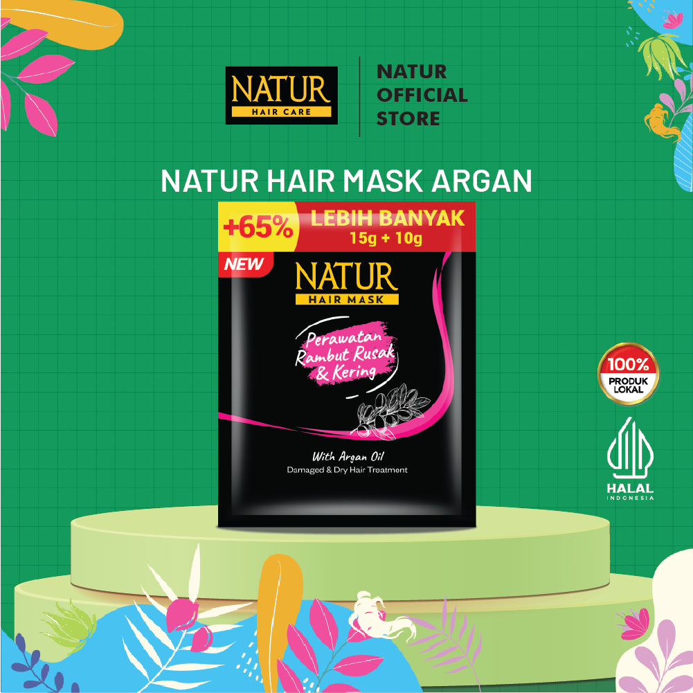 Natur Hair Mask Argan oil & Olive oil- Perawatan Rambut Rusak dan kering