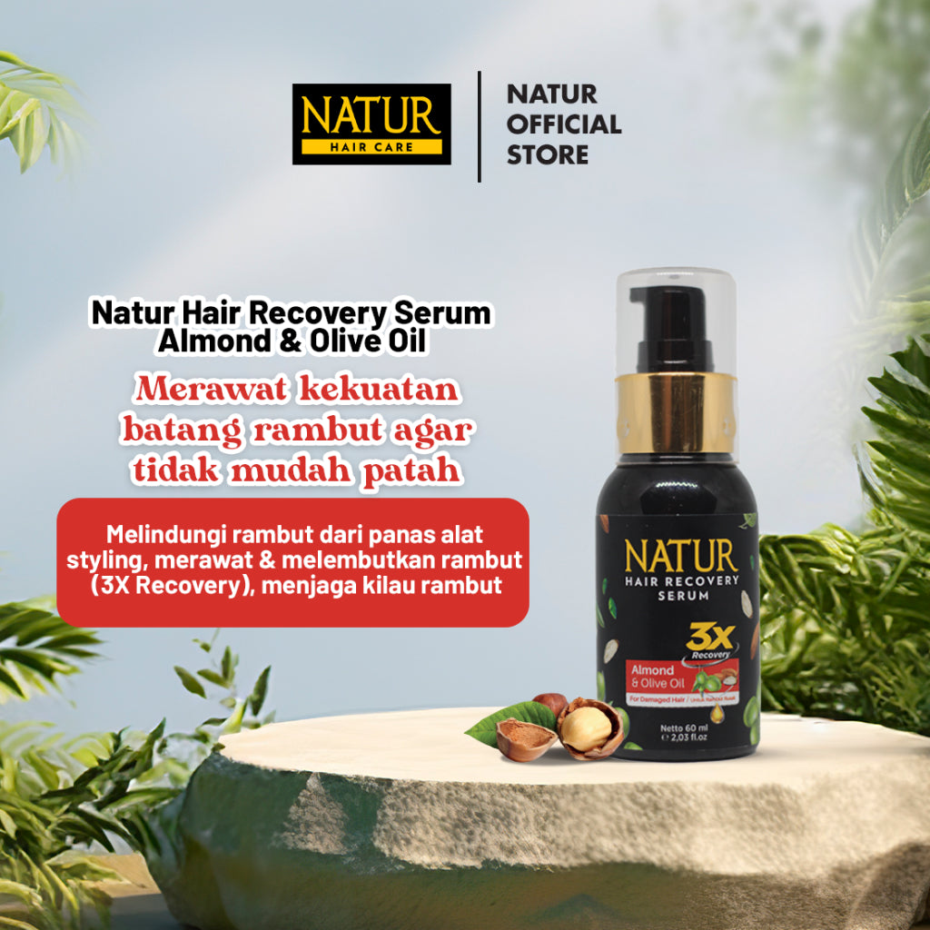 Natur Hair Recovery Serum Almond & Argan Oil 60 ml - Paket Melembabkan rambut