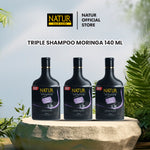 Triple Natur Shampoo Moringa & Sweet Almond Oil - Paket Sampo Melebatkan rambut 3pcs