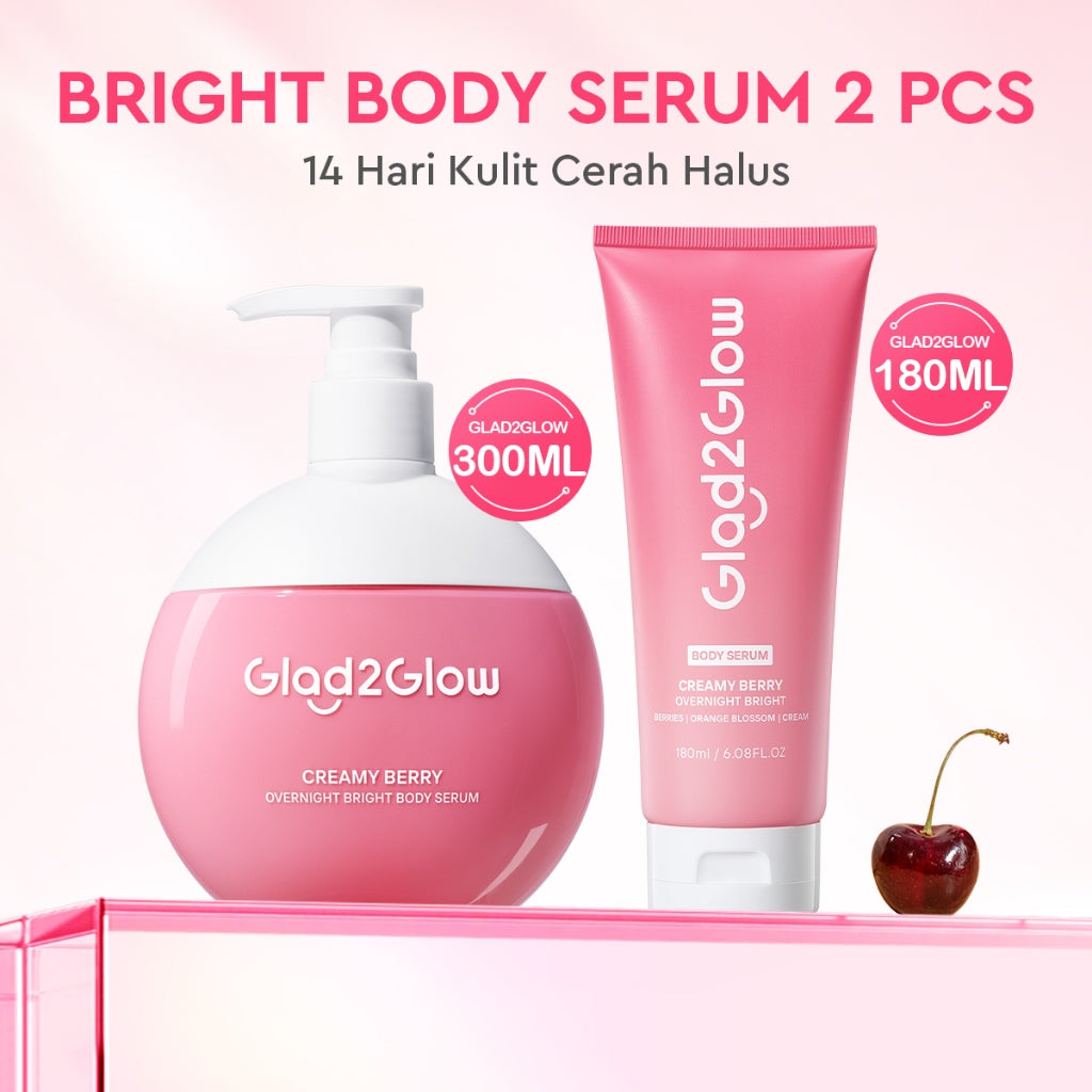 Glad2Glow Bright & Moist Body Serum Series | Body Cream Body Lotion Brighten Moist & Smooth Pemutih Badan Body Serum Glow & Peeling Menghidrasi Kulit Mencerahkan Dan Pemutih Tubuh Atasi Belang Brighty Care Whiten Handbody ohbt Lotion g2g official store