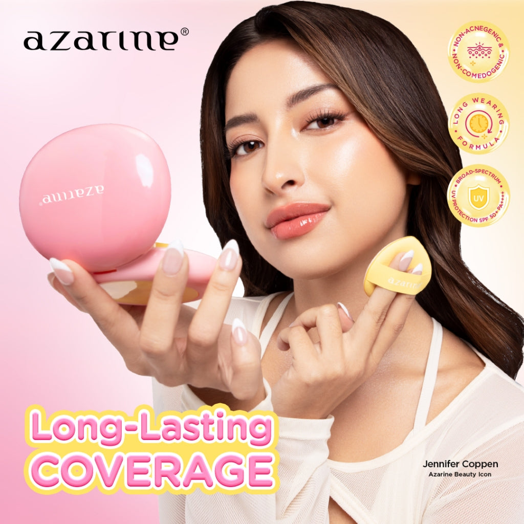 Azarine Covermatte Sunscreen Cushion SPF50+ PA++++ [11gr] Cushion Tahan Lama Zero Oxidation Flawless Matte Finish Lightweight Makeup Easy Application Buildable Coverage