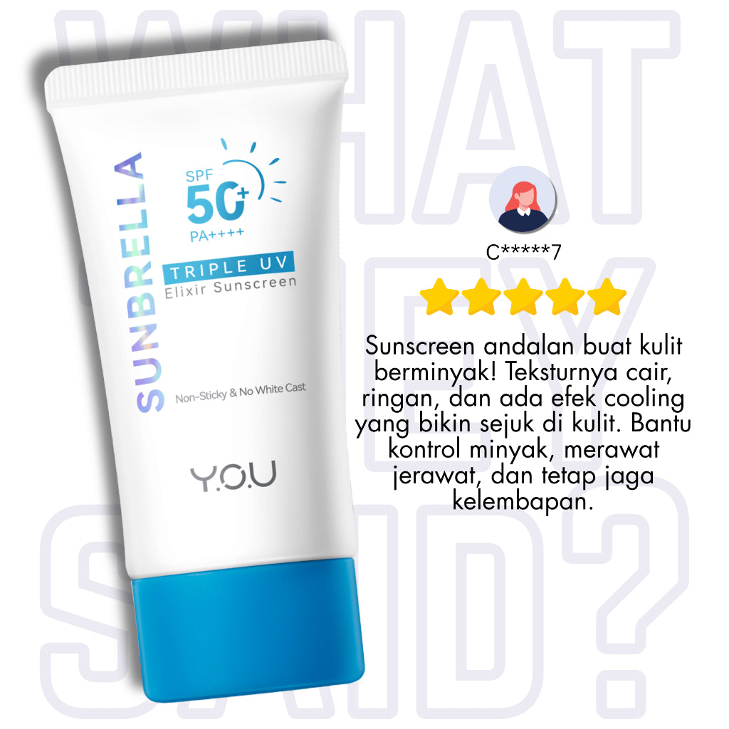 Y.O.U Sunbrella Triple UV Elixir | Daily Defense | Tone Up Elixir | Acne Shield | Airy Outdoor | 2% Sunscreen | Pro Acnecare | Gentlecare | Intensive Care | Ultra Airy Outdoor