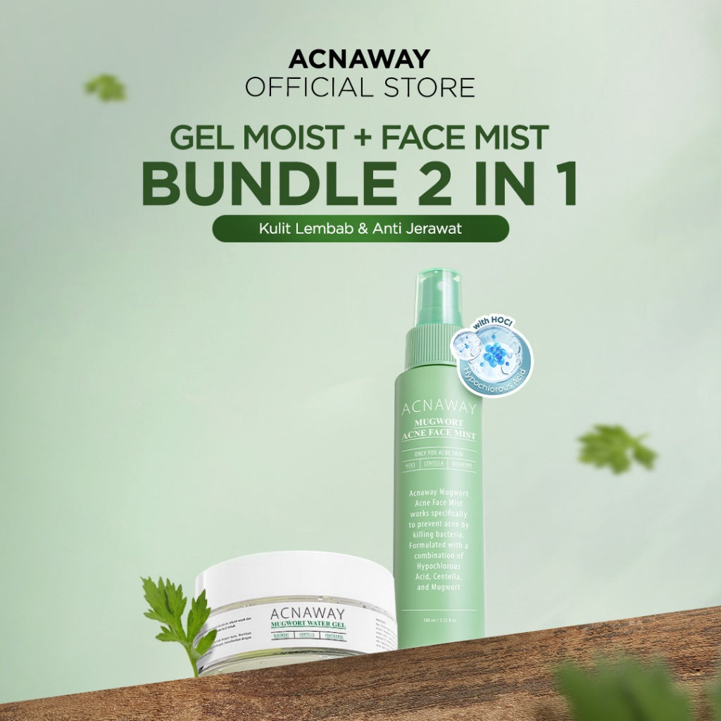 ACNAWAY Mugwort Acne Face Mist Spray – Antiseptik Wajah Jerawat dengan HOCl + Centella + Mugwort | Mencegah Breakout, Redakan Kemerahan, Melembabkan | Face Mist Anti Bakteri untuk Wajah Berjerawat & Sensitif