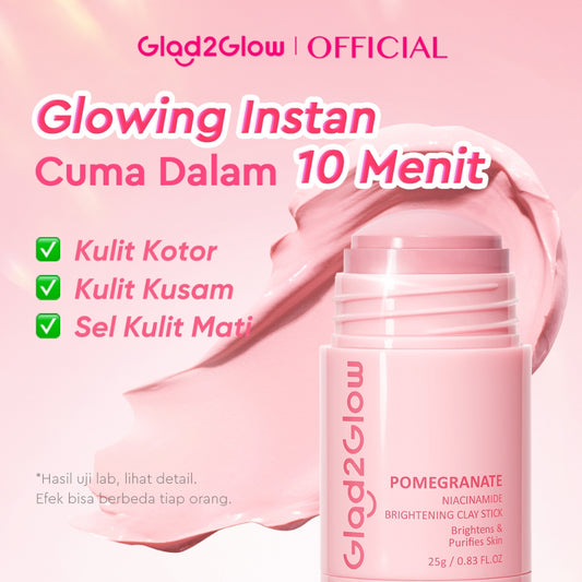 Glad2Glow Pomegranate Niacinamide Brightening Clay Stick Masker Glad2Glow Masker Wajah  Masker Brightening Masker Glowing Mud Masker Clay Masker Pencerah Wajah Masker Mencerahkan Clay Mask Brightening Clay Stik Pembersih Komedo Masker Stik Masker Muka