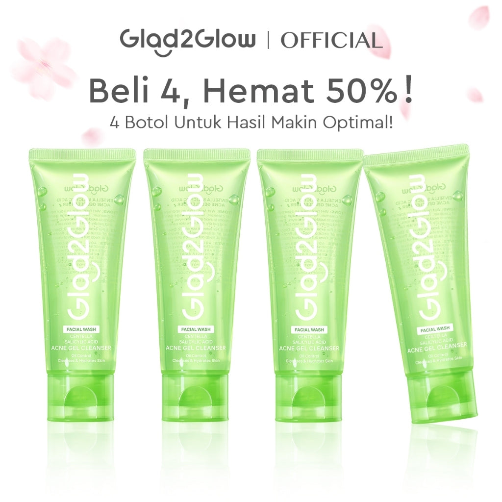 Glad2Glow Centella Salicylic Acid Acne Gel Cleanser  facial wash skincare face wash sabun cuci muka cleansing balm exfoliating exfoliasi wajah sabun muka pembersih wajah merawat serta membantu menenangkan jerawat g2glow official store