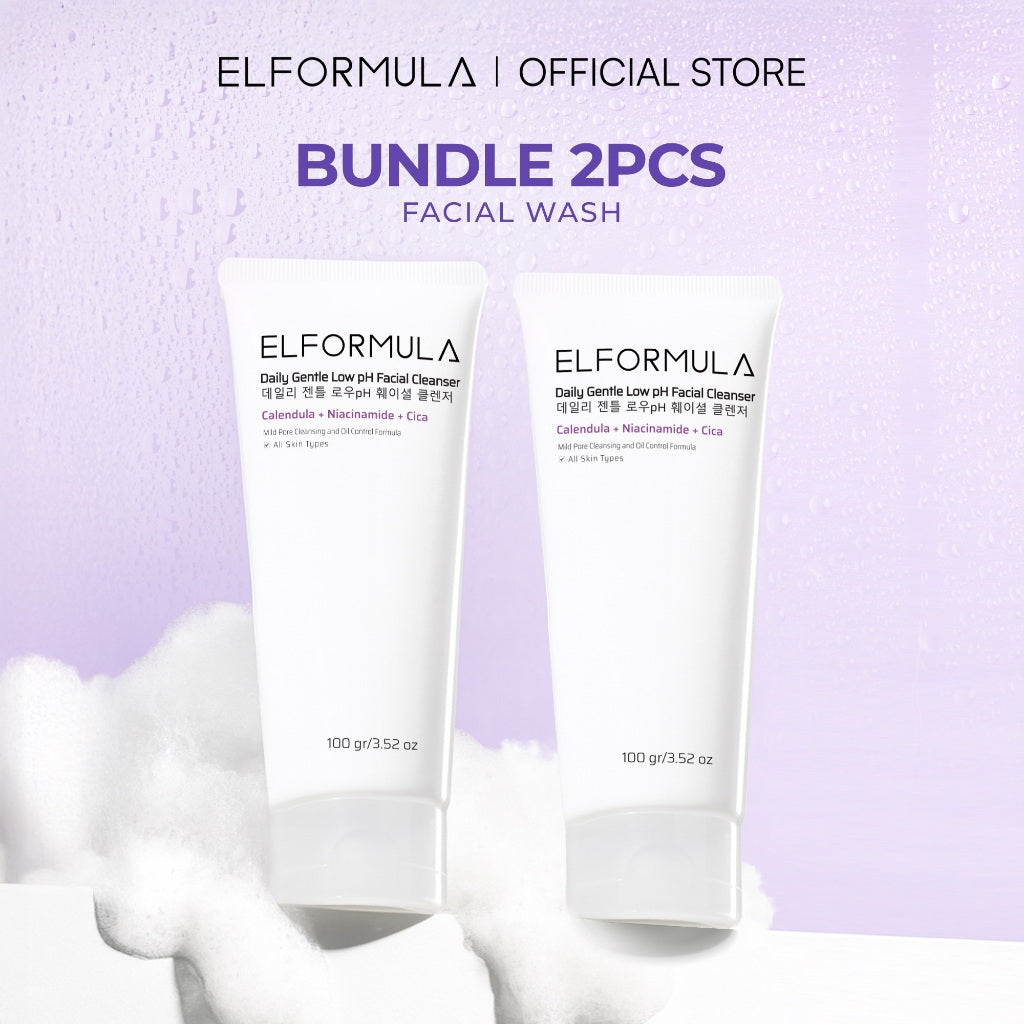 ELFORMULA Daily Gentle Low pH Facial Cleanser - Face Wash Facewash Sabun Cuci Muka Acne-Prone Kulit Berminyak Oil Control Pembersih Wajah Glowing Mencerahkan Melembabkan Wajah Niacinamide Calendula Cica