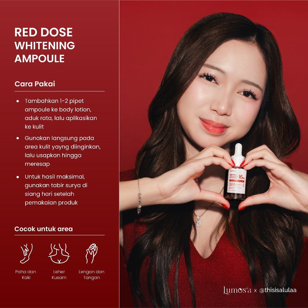 [BUNDLE 4] Lumos'a Red Dose Whitening Ampoule 30ml + Red Booster Whitening Body Toner 110ml