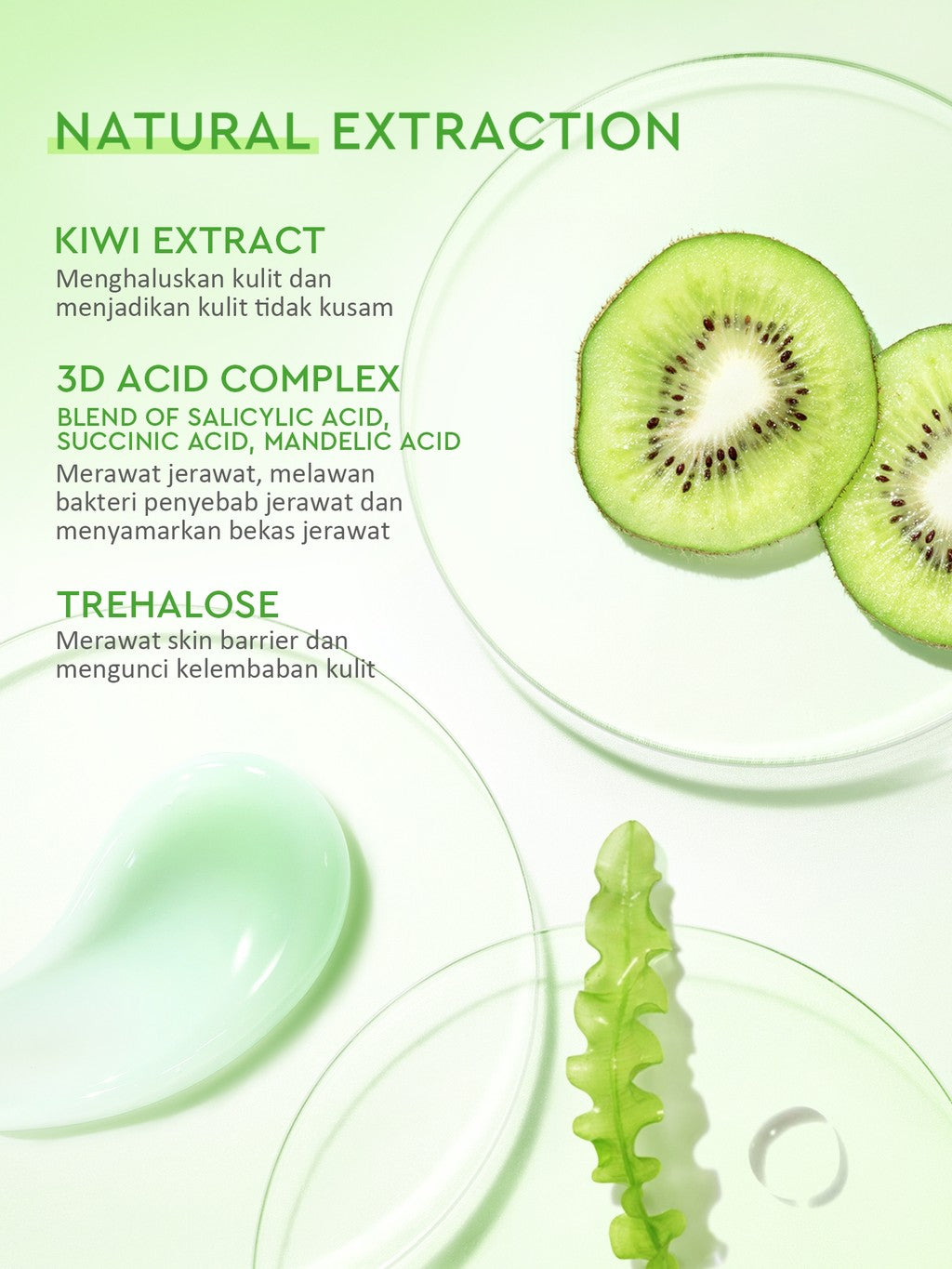 GLAD2GLOW Kiwi 3D Acid Acne Moisturizer Pelembab Wajah Jerawat Mencerahkan Pencerah Wajah&Penuaan Hilangkan Flek & Tenangkan Kulit Skincare Pelembab Esensi Wajah Perawatan Kulit Pelembab Wajah Pembersih day cream tone up g2g official store