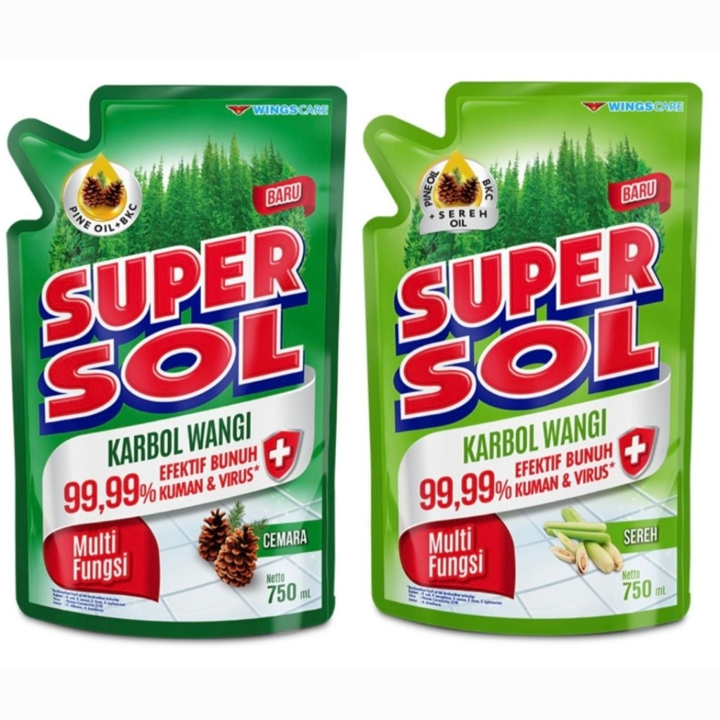 Supersol Karbol Cairan Pembersih Lantai Sereh Refill 750 ml