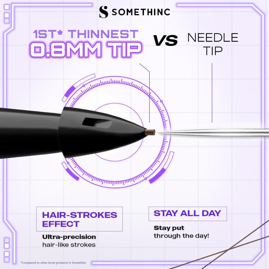 [BARU] SOMETHINC Microslim 4D Eyebrow Pencil 0.8mm - Pensil Alis Kecil Tipis Tahan Lama Natural Presisi Micro Tip Spoolie