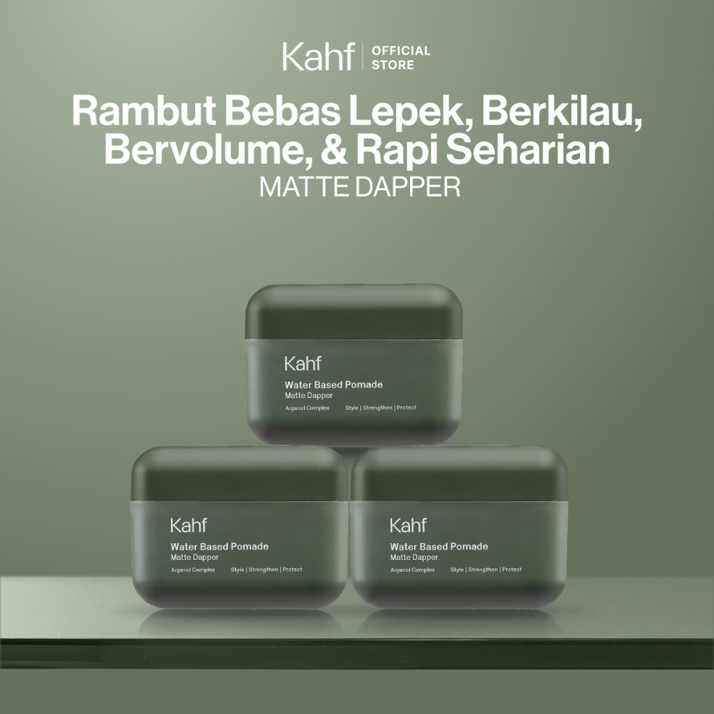 [KAHF BUNDLE 3IN1 PAKET POMADE/HAIR POWDER RAMBUT BEBAS LEPEK, BERKILAU, BERVOLUME, & RAPI SEHARIAN] Triple Pack Hairstyling Pomade or Powder - 3 pcs Gel Rambut & Bubuk Penata Rambut - Approved by Barber and Suitable for Daily Use