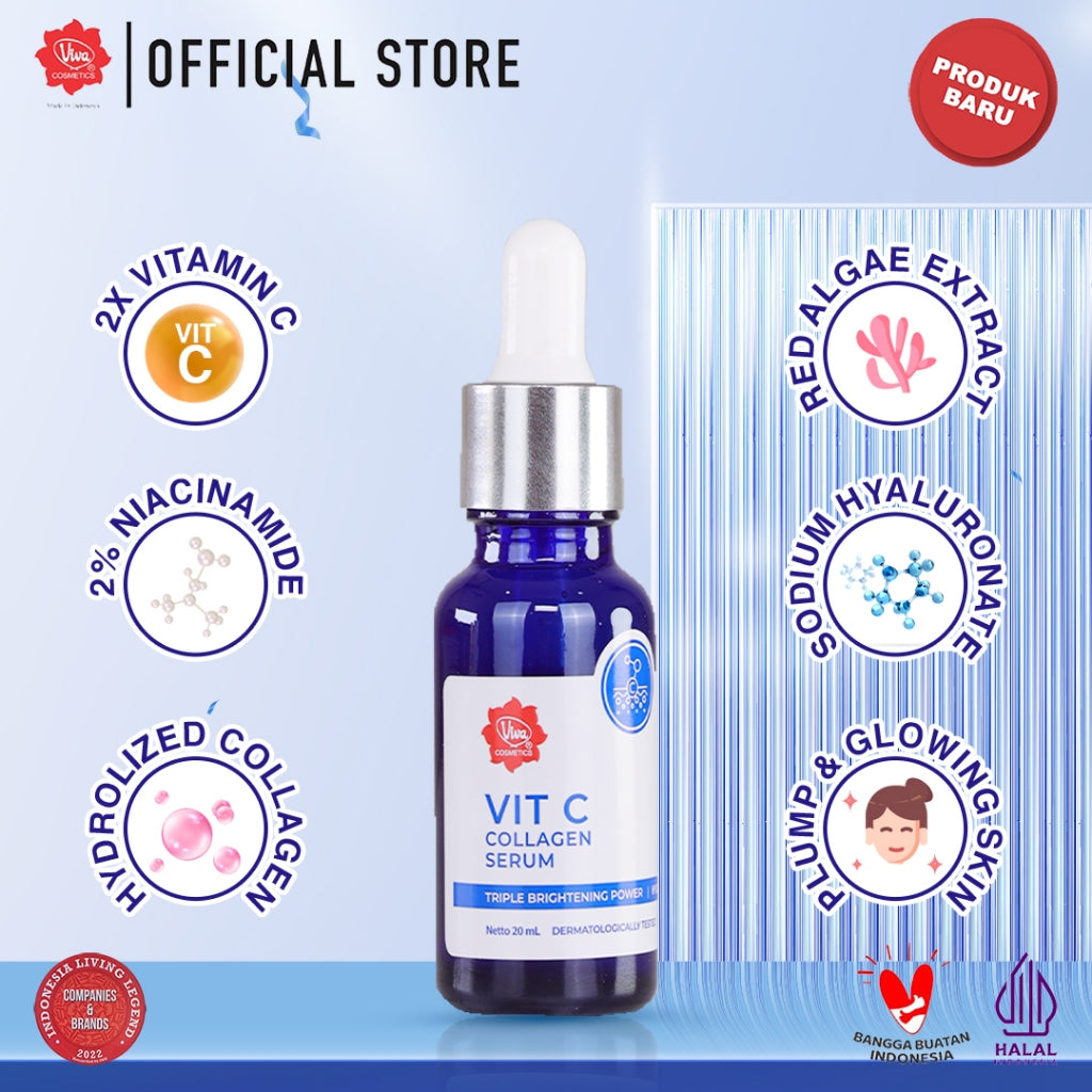 [SUPER PACK] Viva Vitamin C Collagen Serum with Triple Brightening Power, 2% Vitamin C, 2% Niacinamide, & Sodium Hyaluronate - 20ml