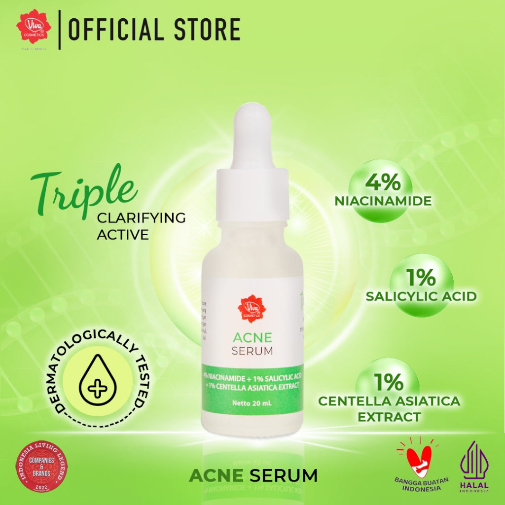 [Super Pack !!!] Viva Acne Serum with Niacinamide,  Salicylic Acid dan Centella Asiatica Extract 20ml – (2 Pcs)