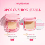 Glad2Glow Perfect Cover Cushion Oil-Control matte  Foundation Waterproof Sweatproof Finish Poreless Cushion Refill BB CC Cream Makeup refill g2glow official store