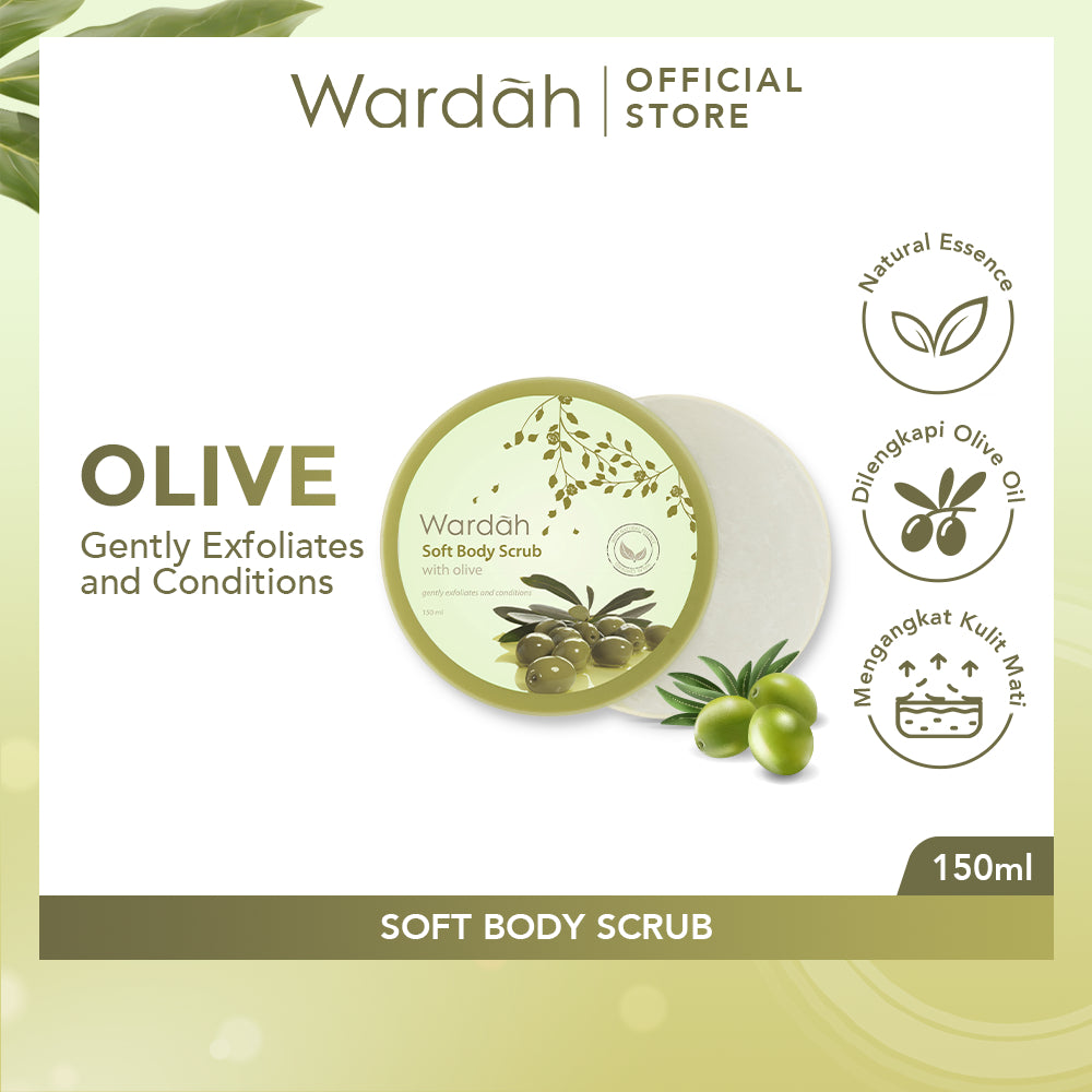 Wardah Soft Body Scrub 150 ml - Scrub Badan Melembabkan - Dilengkapi dengan Olive Oil yang dapat Mengangkat Sel Kulit Mati - Bulir Scrub Lembut Dan Wangi