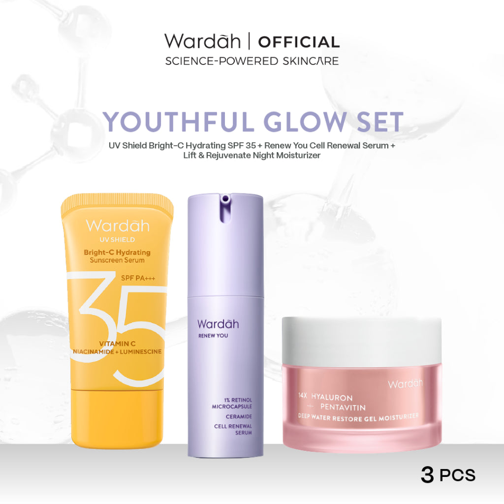 Paket WARDAH Isi 3 Gel Moisturizer + Serum + UV Shield (Tranexamic, VIt C, Cica, Hyaluron) - Skincare