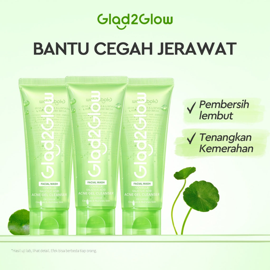 [Hemat 5PCS]Glad2Glow Facial Cleanser Series-Low PH Gel Centella Mencerahkan Pencerah Wajah Anti Jerawat Penuaan Hilangkan Flek & Tenangkan face wash Pembersih Wajah Membersihkan kotoran dan minyak Menjaga pelindung kulit Mengobati g2glow official store
