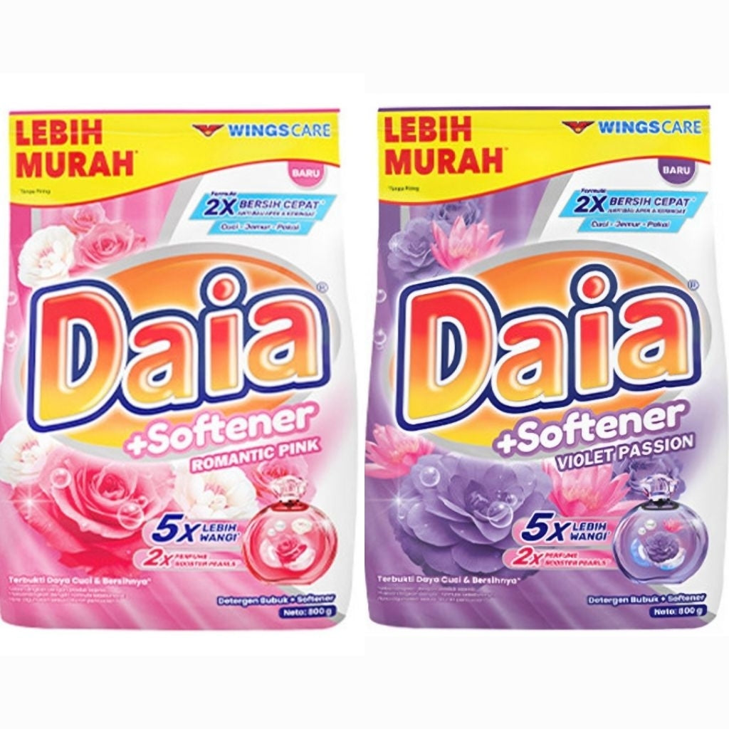 Daia Deterjen Bubuk + Pelembut Pakaian 800 g