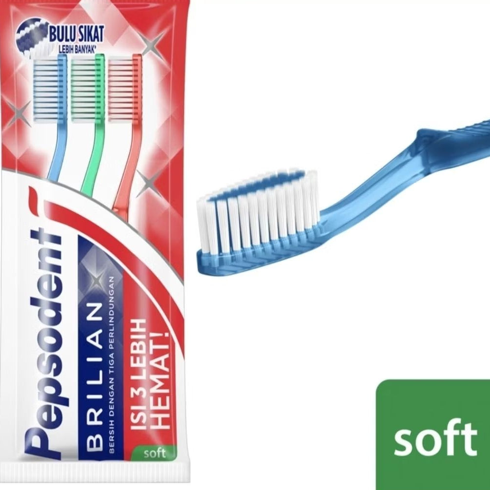 Pepsodent Sikat Gigi Brilian Soft 3 Pcs