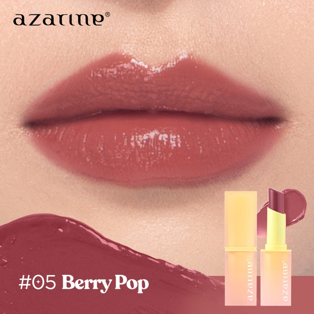 Azarine Glowkiss Sunscreen Lip Balm 3gr Pelembab Bibir SPF 35 PA +++ dengan Ceramide, Peptide, Vitamin C Membantu Mencerahkan Menghidrasi dan Melindungi Bibir dari Sinar UV