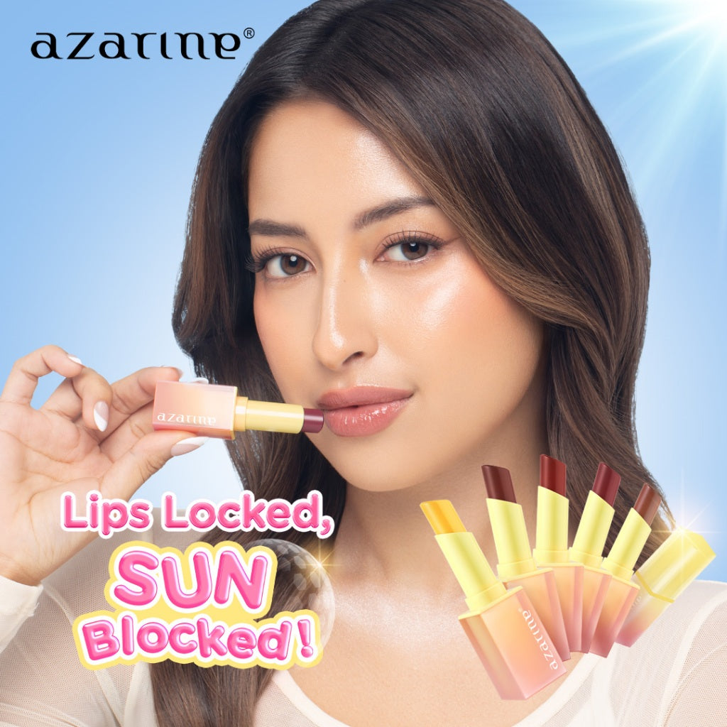 Azarine Protect & Porefect [3 PCS] Glowkiss Sunscreen Lip Balm + Sunscreen Hydrasoothe Gel 30ml + Porefect Pelembab Bibir SPF 35 PA +++ dengan Ceramide, Peptide, Vitamin C Membantu Mencerahkan Menghidrasi dan Melindungi Bibir dari Sinar UV
