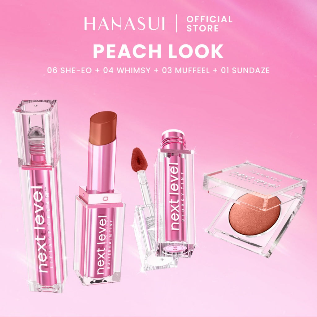 Hanasui Level Up Beauty Kit - Next Level Blurry Tint Bouncy Blush Butter Balm Liplast Cream Lip Tint Tahan Lama Velvet Finish Longlasting Bounce Tinted Balm Melembabkan Pigmented Matte Finish