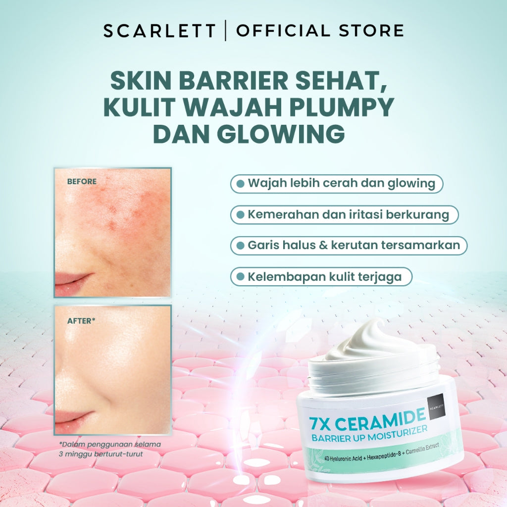 SCARLETT 7X Ceramide Moisturizer - Pelembab Wajah untuk Mencerahkan Melembabkan Memperbaiki Skin Barrier & Menghidrasi Kulit Wajah || Sensitif Skin Approved & Tidak Buat Make Up Geser