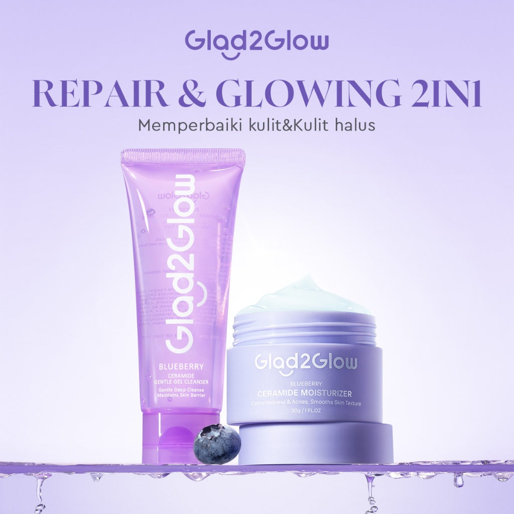 Glad2Glow Cerah&Pulihkan Bundle all in 1 7in1 Glowing skincare Brightening Set-Pulihkan/Cerah Krim+Cerah/kulit halus Serum+Pulihkan cleanser+Cerah Toner whitening Moisturizer facial wash Pelembab skincare 1 set lengkap G2G glad2glow official store