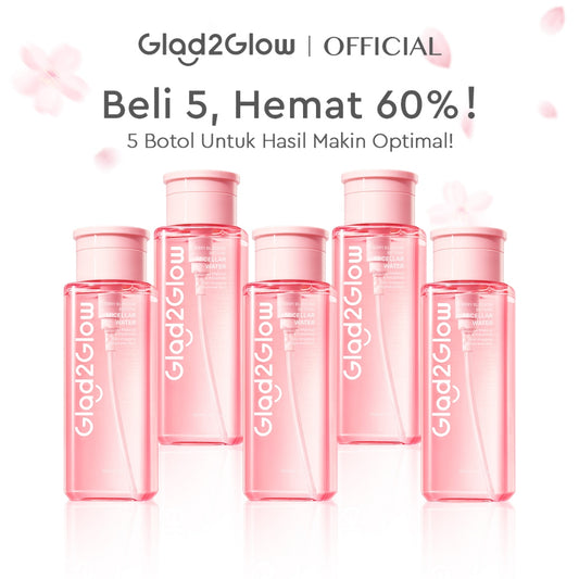 [Hemat 5PCS]Glad2Glow Micellar Water 300ml cleansing oil cleansing balm micellar centella salycilic acid remover pembersih double cleansing pembersih make up make up remove cleanface facial wash Menghilangkan jerawat Penghapus riasan g2glow official store