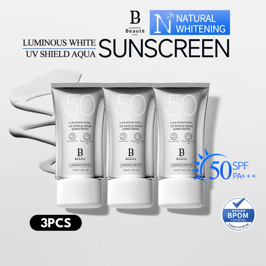 [Ready Stock] PREMIERE BEAUTE UV Shield Aqua Sunscreen 40ml [BPOM] SPF 50 PA+++ Skincare Series White Glow Whitening UBA UVB prevention glowing tidak no white cast tidak berminyak untuk flek hitam