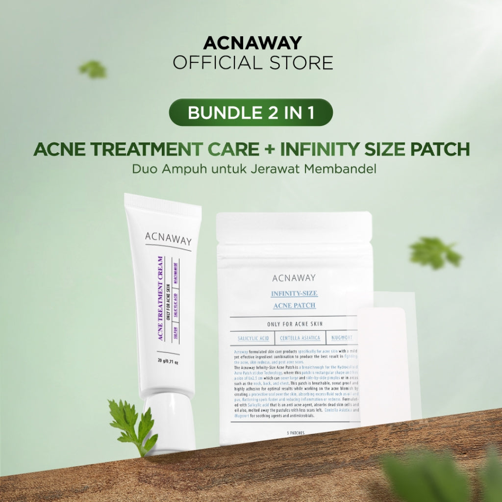 ACNAWAY Bundle 2 in 1 Infinity Size Acne Patch + Acne Treatment Cream – Plester Jerawat Ukuran Besar & Krim Jerawat Ampuh