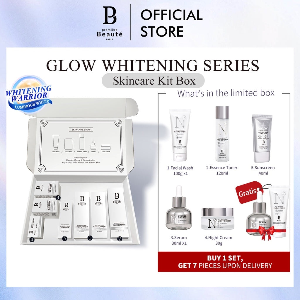 [New Year Gift] PREMIERE BEAUTE Glow Whitening Series Gift Box All Skincare Produk Packet Skincare Series Serum Essence Toner Facial Wash Night Cream Luminous White BPOM
