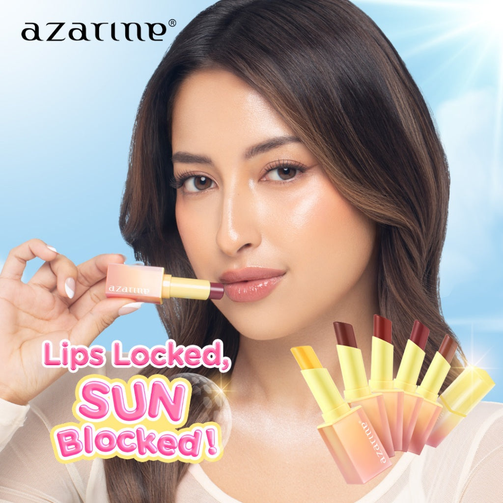 Azarine Everyday Essentials Set [2 PCS] Covermatte Cushion + Glowkiss Lip Sunscreen Pelembab Bibir SPF 35 PA +++ Cushion Tahan Lama Flawless Matte Finish Lightweight Makeup Easy Application Buildable Coverage