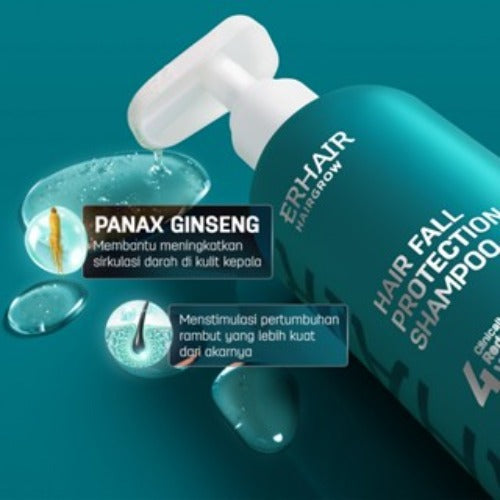 [BEST COMBO ANTI HAIR FALL] ERHAIR Hairgrow Shampoo 250ml (2pcs) - Sampo Anti Rambut Rontok | DHT Blocker | Panax Ginseng & Pumpkin Seed |Rekomendasi Ahli Dermatologi
