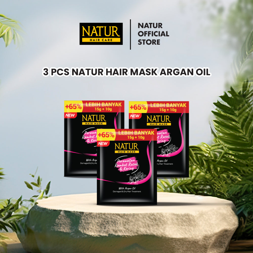 Natur Hair Mask Olive Oil 3pcs - Paket Masker Rambut Rusak 3pcs