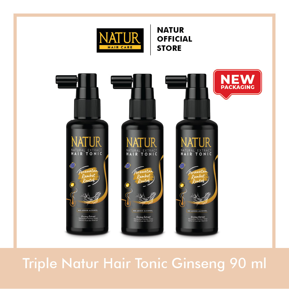 Triple Natur Hair Tonic Ginseng 90 ml - Tonic Mengurangi Rambut Rontok 3pcs / Anti Hair Fall