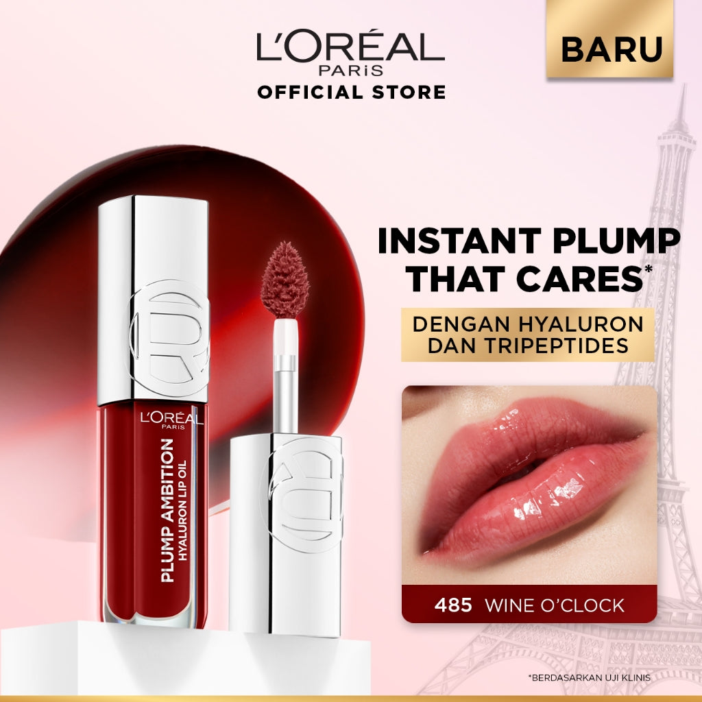 [BARU] L'Oreal Paris Plump Ambition Lip Oil - Instant Plump Hyaluronic Acid & Tripeptide Tahan Hingga 24 Jam, Bibir Plumpy & Lembab, Tidak Lengket | Lip Gloss Lip Plump